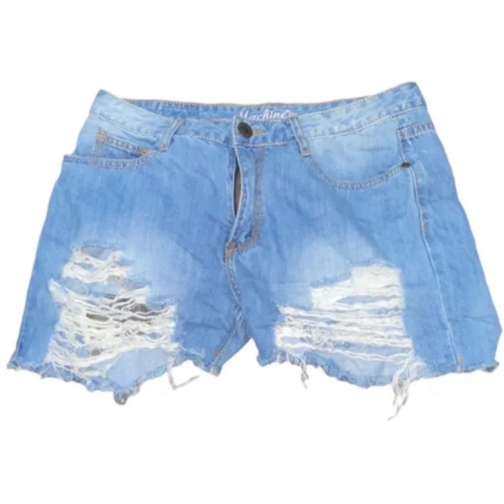 Machine Pour Neuf Mode Cut-Off Denim Jean Shorts Frayed Distressed Sz Medium.